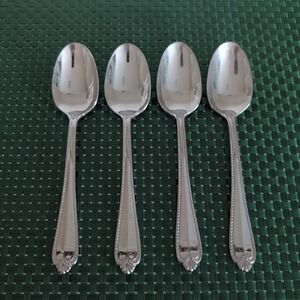 Hampton Silversmiths RENEE Soup Spoons Oval Set of 4 Stainless 18/10 Glossy Rope